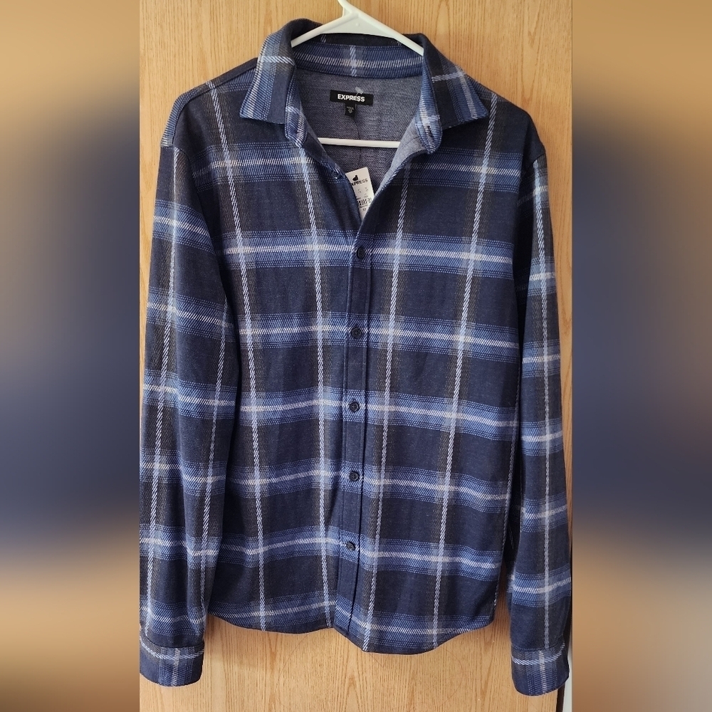 Express Blue Casual Button Down Shirt